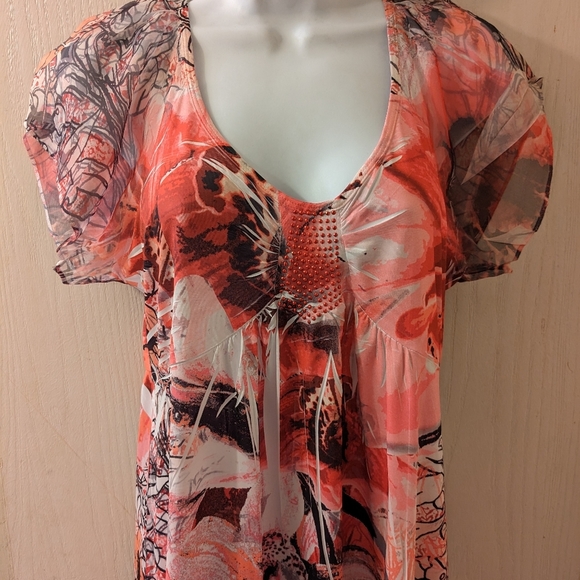 One World Floral Blouse NWOT Sz Med - Picture 4 of 12